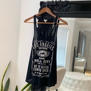 Garage | Women’s Black Oversized Los Angeles Graphic Racerback Tank Top